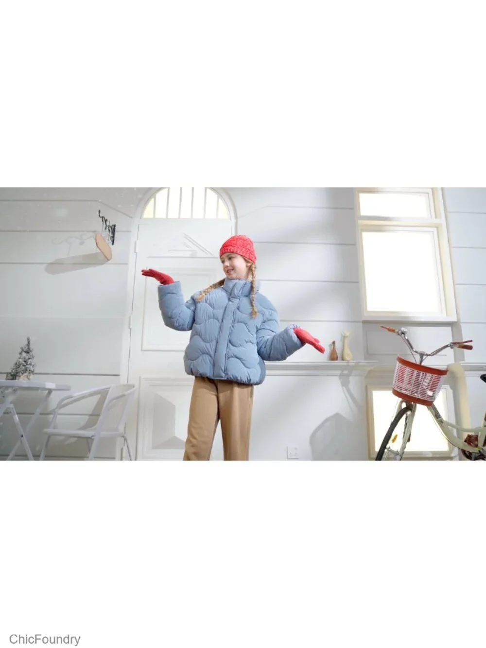 Kids Winter Knit Hat & Gloves Set Acrylic 5-12Y